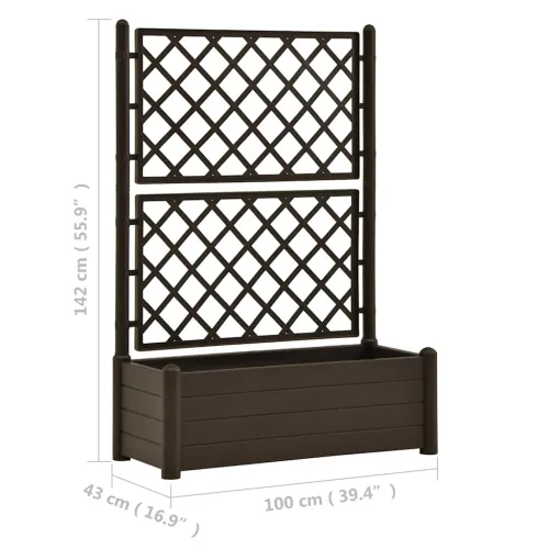 Vrtna sadilica s rešetkom 100 x 43 x 142 cm PP boja kave - Mocha 100 x 43 x 142 cm Cijena