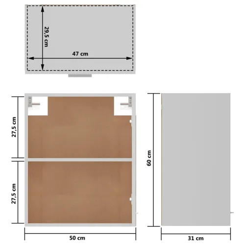 Viseći ormarići 2 kom “Lyon” Bijeli 50x31x60 cm Inženirsko drvo - Bijela 1 2x viseći ormarić (1 vrata) širine 50 cm, visine 60 c Cijena