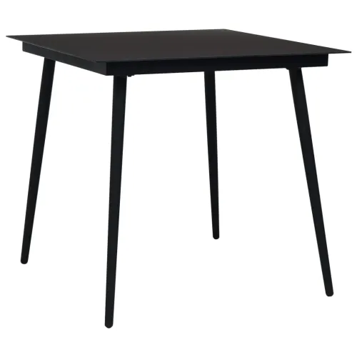 Vrtni stol - Blagovaonski stol crni 80 x 80 x 74 cm od čelika i stakla - 80 x 80 x 74 cm Cijena