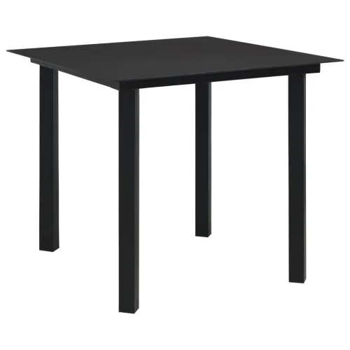 Vrtni stol - Blagovaonski stol crni 80 x 80 x 74 cm od čelika i stakla - 80 x 80 x 74 cm Cijena
