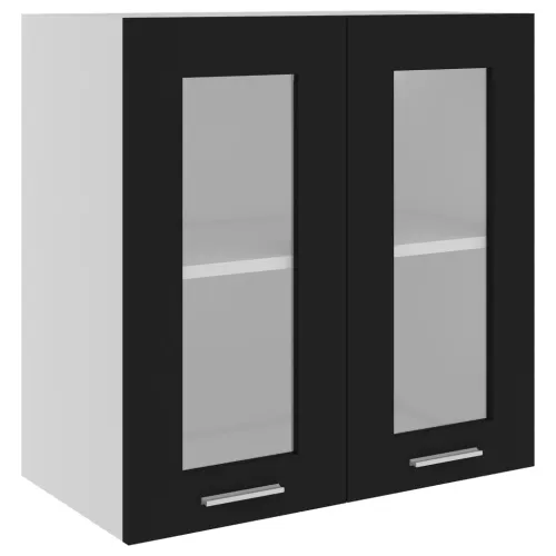 Viseći stakleni ormarić “Lyon” crni 60x31x60 cm, inženjerski drvo - Crna 1x viseći stakleni ormarić (2 vrata) širine 60 cm, visi Cijena