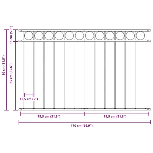 Ogradni panel ASSEN čelik 163x80 cm Crni - Crna 163 x 80 cm 1 Crna Cijena