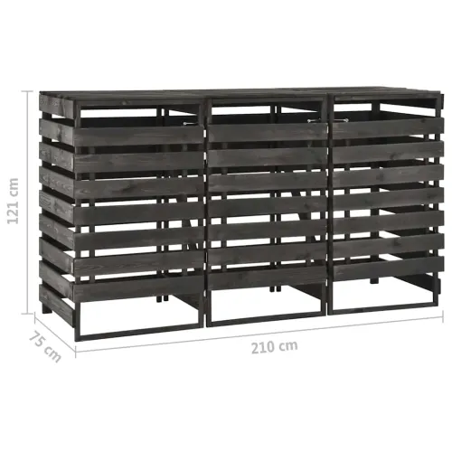 Spremište za kante za smeće 210x75x121 cm obojena borovina - 3 kante Cijena