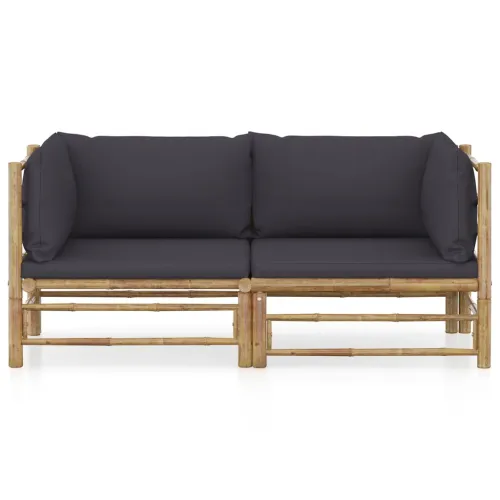 2-dijelna vrtna garnitura od bambusa s tamnosivim jastucima - Tamno siva Kutna sofa (2 kom) 1 Cijena
