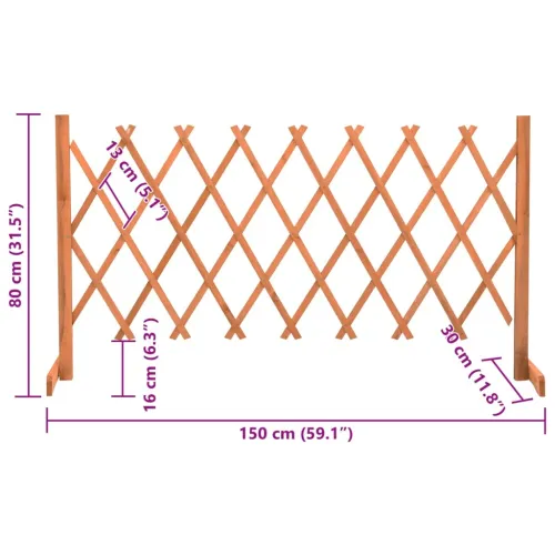 Vrtna rešetkasta ograda narančasta 150 x 80 cm masivna jelovina - Narančasta 150 x 80 cm Cijena