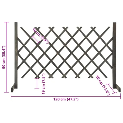 Vrtna rešetkasta ograda siva 120 x 90 cm od masivne jelovine - Siva 120 x 90 cm Cijena