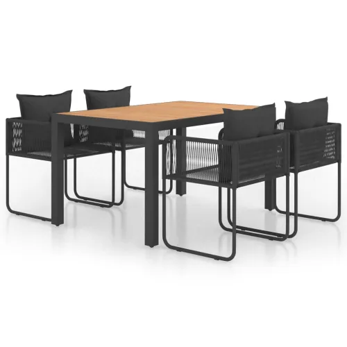 Vrtna garnitura - 5-dijelni vrtni blagovaonski set od PVC ratana crno-smeđi - Crna i smeđa Dužina stola 150 cm 4 Cijena