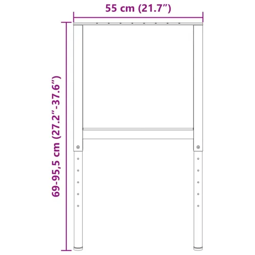 Okviri za radni stol 2 kom metalni 55 x (69 - 95,5) cm sivi - Siva 55 x 95.5 cm Cijena