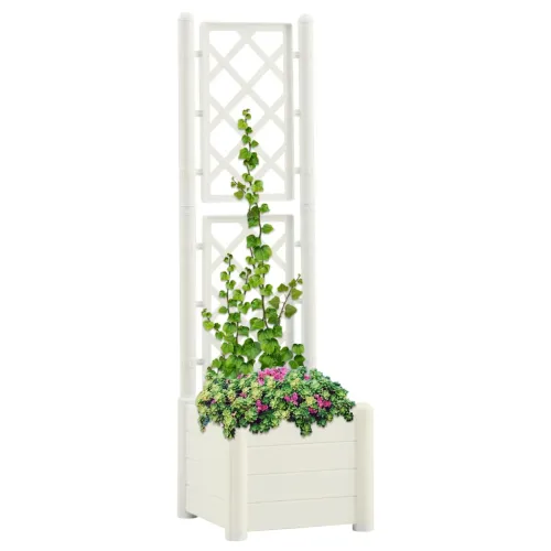 Vrtna sadilica s rešetkom 43 x 43 x 142 cm PP bijela - Bijela 43 x 43 x 142 cm Cijena