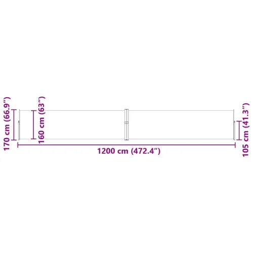 Uvlačiva bočna tenda za terasu 170 x 1200 cm plava - Plava 170 x 1200 cm Cijena