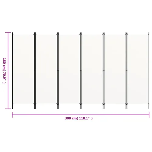 Paravan - Sobna pregrada sa 6 panela bijela 300 x 180 cm - Bijela 6 Cijena