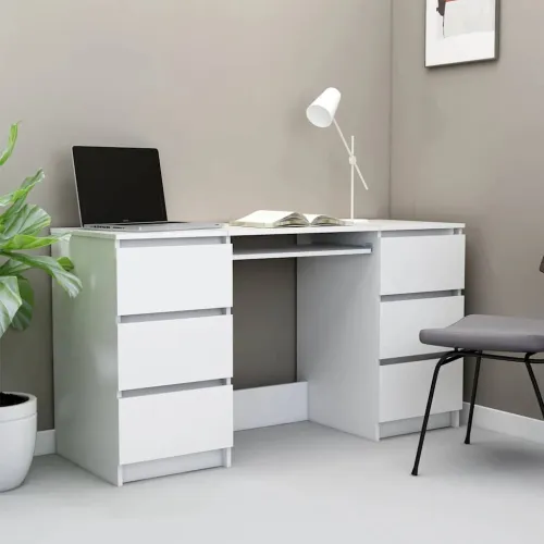 Pisaći stol bijeli 140 x 50 x 77 cm od konstruiranog drva - Bijela Cijena