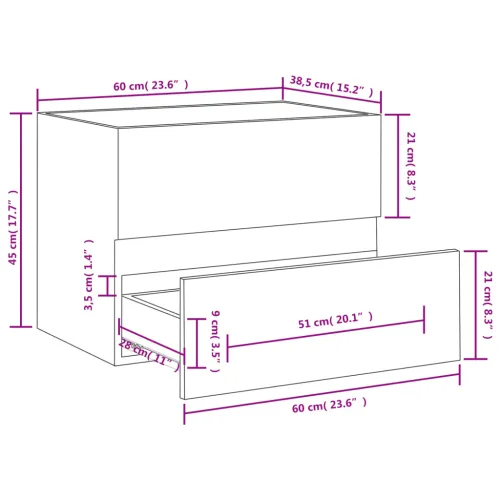 Ormarić za Lavabo - Umivaonik bijeli 60 x 38,5 x 45 cm konstruirano drvo - Bijela 60 x 38.5 x 45 cm Cijena