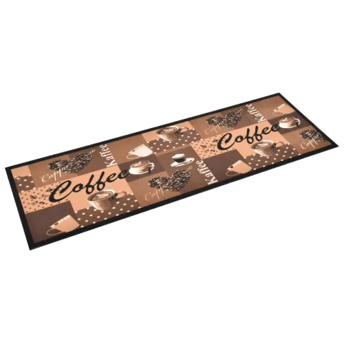 Kuhinjski tepih s uzorkom kave perivi smeđi 45 x 150 cm - smeđa s natpisom coffee 45 x 150 cm Cijena