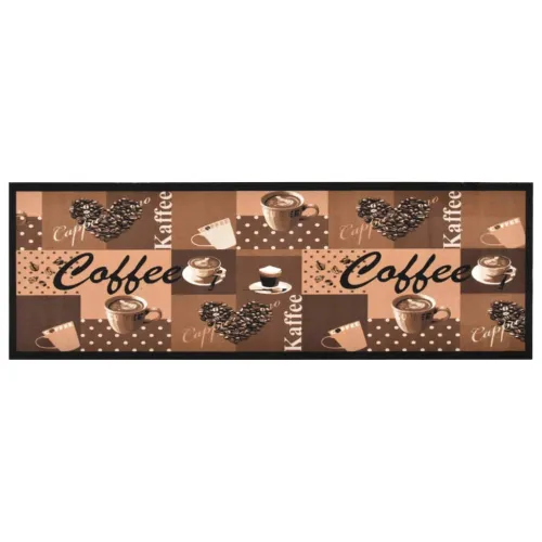 Kuhinjski tepih s uzorkom kave perivi smeđi 45 x 150 cm - smeđa s natpisom coffee 45 x 150 cm Cijena