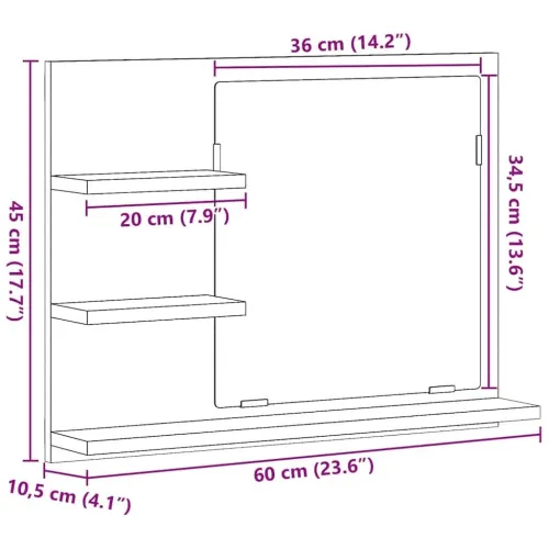 Kupaonsko ogledalo bijelo 60 x 10,5 x 45 cm konstruirano drvo - Bijela Cijena