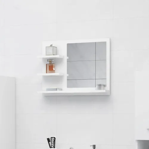 Kupaonsko ogledalo bijelo 60 x 10,5 x 45 cm konstruirano drvo - Bijela 1 Cijena