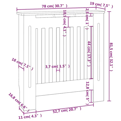 Maska za radijator - Pokrov za radijator konstruirano drvo crni 78 cm - Crna 78 x 19 x 81.5 cm 1 Cijena