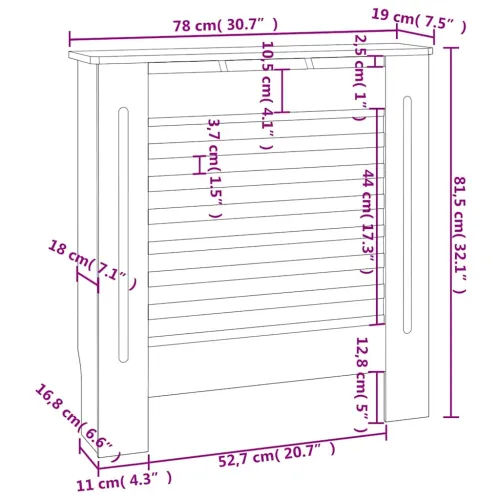 Maska za radijator - Pokrov za radijator MDF crni 78 cm - Crna 78 x 19 x 81.5 cm 1 Crna Cijena