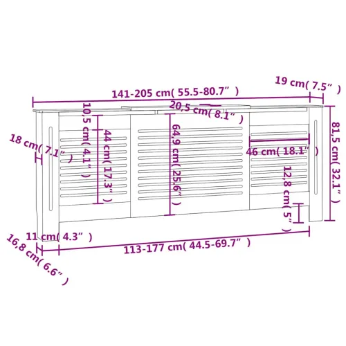 Maska za radijator - Pokrov za radijator MDF 205 cm - Smeđa 205 x 20.5 x 81.5 cm 1 Smeđa Cijena