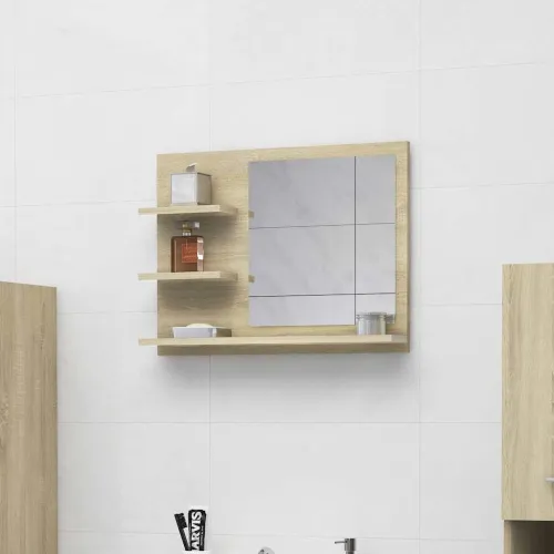 Kupaonsko ogledalo boja hrasta 60x10,5x45 cm konstruirano drvo - Sonoma hrast Cijena