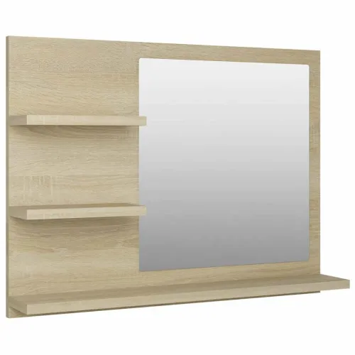 Kupaonsko ogledalo boja hrasta 60x10,5x45 cm konstruirano drvo - Sonoma hrast Cijena