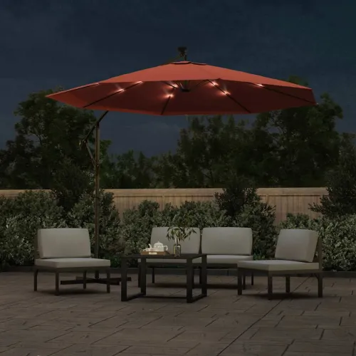 Konzolni vrtni suncobran LED s čeličnim stupom terakota - Terakota 300 cm Cijena