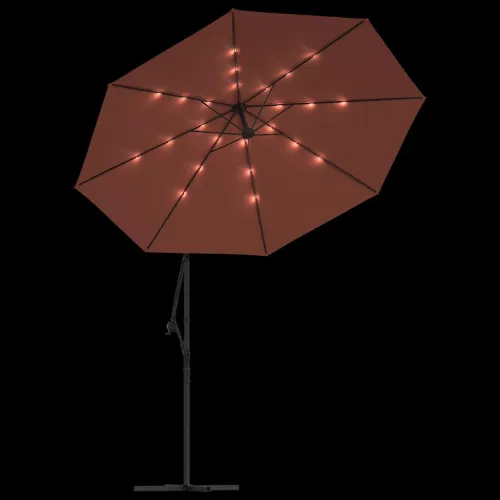 Konzolni vrtni suncobran LED s čeličnim stupom terakota - Terakota 300 cm Cijena