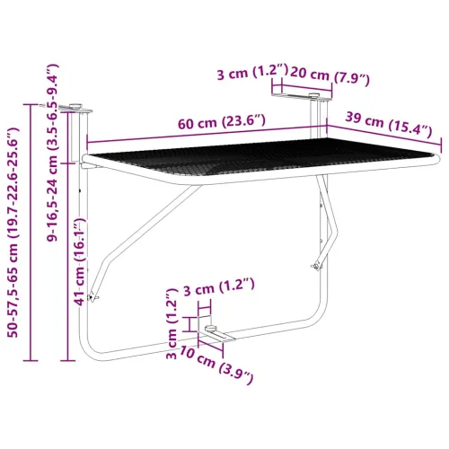 Balkonski stol crni 60 x 40 cm čelični - Crna 1 mesh design Cijena