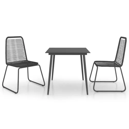 Vrtna garnitura - 3-dijelni vrtni blagovaonski set od PVC ratana crni - Dužina stola 80 cm 2 Cijena