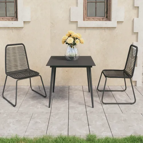 Vrtna garnitura - 3-dijelni vrtni blagovaonski set od PVC ratana crni - Dužina stola 80 cm 2 Cijena