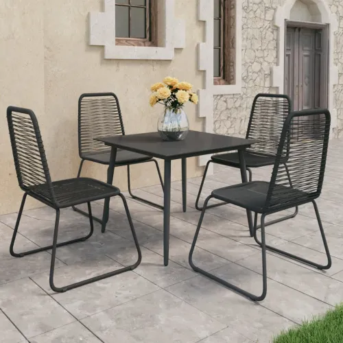 Vrtna garnitura - 5-dijelni vrtni blagovaonski set od PVC ratana crni - Dužina stola 80 cm 4 Cijena