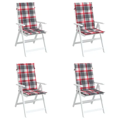 Jastuci za stolice 4 kom crveni karirani 120x50x3 cm od tkanine - Crveni karirani uzorak 120 x 50 x 3 cm 4 Cijena