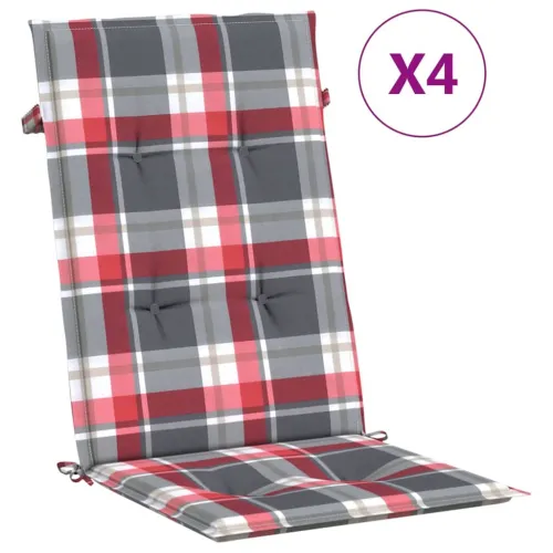 Jastuci za stolice 4 kom crveni karirani 120x50x3 cm od tkanine - Crveni karirani uzorak 120 x 50 x 3 cm 4 Cijena