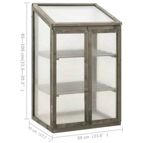 Staklenik 60 x 45 x 100 cm od jelovine - Siva 1 Cijena