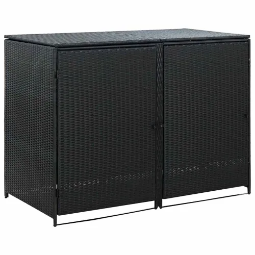 Ukrasna Kutija od Poliratana za 2 Kante za Otpad Crna 148x80x111 cm  - Crna 1 Cijena
