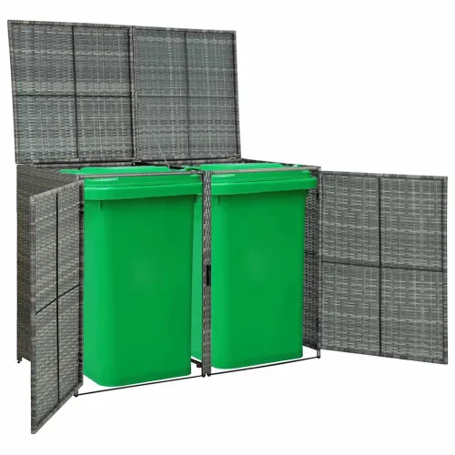 Spremište za dvije kante za smeće od poliratana 148x77x111 cm &nbsp; - Antracit 1 Antracit Cijena