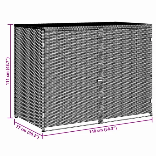 Spremište za dvije kante za smeće od poliratana 148x77x111 cm &nbsp; - Antracit 1 Antracit Cijena