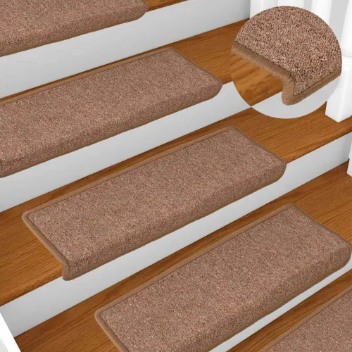 Prostirke za stepenice 15 kom 65x21x4 cm smeđe pravokutne rubove - Smeđa 15 Cijena