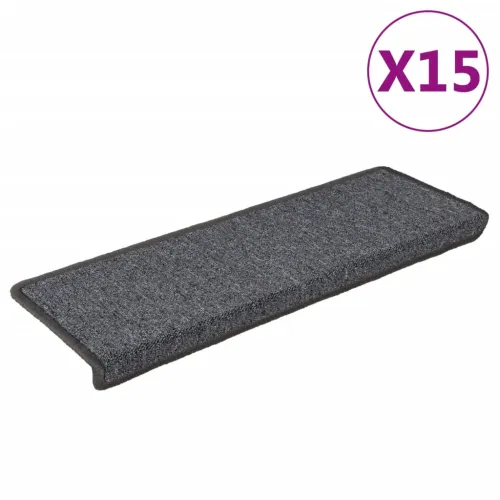 Prostirke za stepenice 15 kom 65x21x4 cm tamno sive pravokutne rubove - Siva i crna 15 Cijena