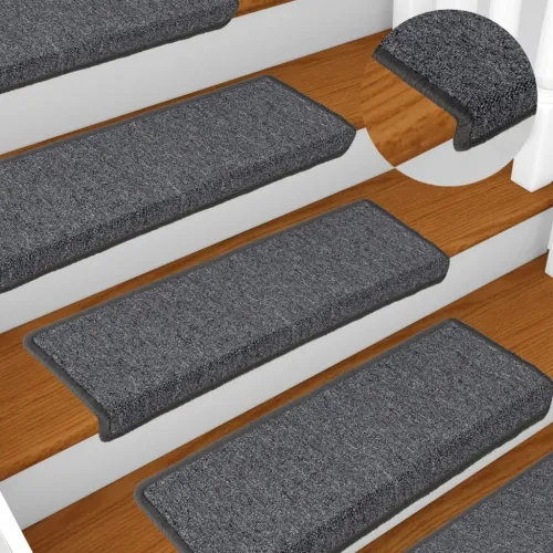 Prostirke za stepenice 15 kom 65x21x4 cm tamno sive pravokutne rubove - Siva i crna 15 Cijena