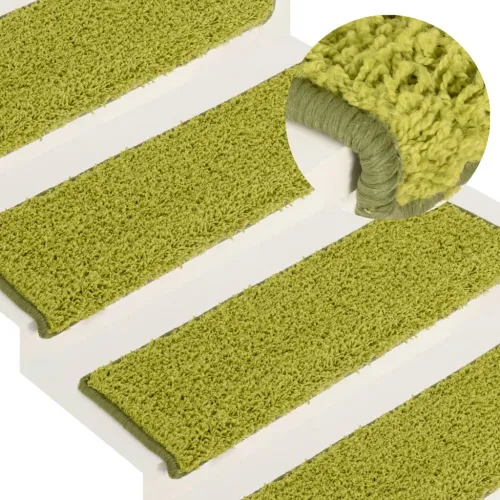 Prostirke za stepenice 15 kom 65x21x4 cm Zelene s pravokutnim rubom - Zelena 15 Cijena