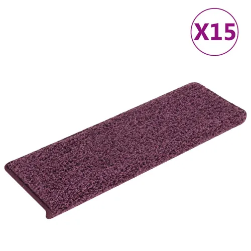 Prostirke za stepenice 15 kom 65x21x4 cm tamnoljubičaste pravokutne rubove - Tamnoljubičasta 15 Cijena