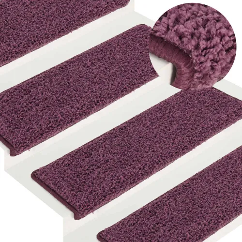 Prostirke za stepenice 15 kom 65x21x4 cm tamnoljubičaste pravokutne rubove - Tamnoljubičasta 15 Cijena