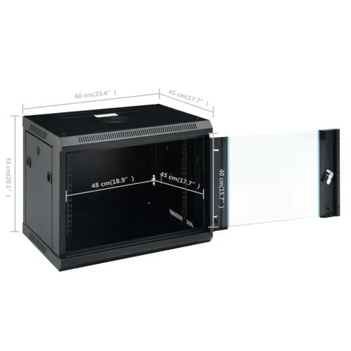 Zidni komunikacijski ormar 9U 19 ” IP20 600 x 450 x 510 mm - Crna 600 x 450 x 510 mm Crna 600 x 450 x 510 mm Cijena