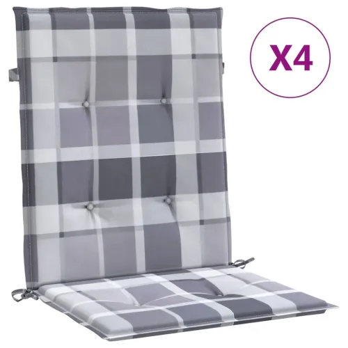 Jastuci za vrtne stolice 4 kom sivi karirani 100x50x3cm tkanine - Sivi karirani uzorak 100 x 50 x 3 cm 4 Cijena