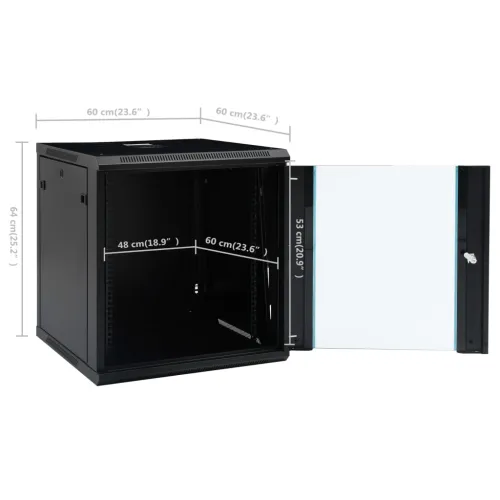 Zidni komunikacijski ormar 12U 19 ” IP20 600 x 600 x 640 mm - Crna 600 x 600 x 640 mm Cijena