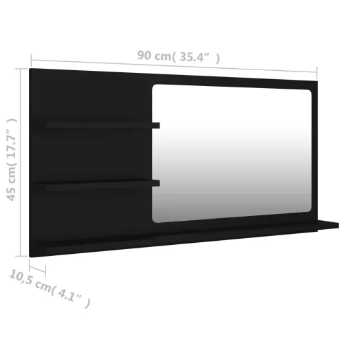Kupaonsko ogledalo crno 90 x 10,5 x 45 cm konstruirano drvo - Crna Cijena
