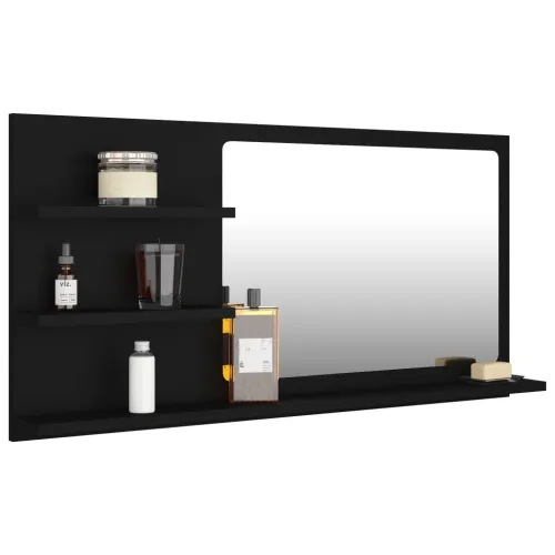 Kupaonsko ogledalo crno 90 x 10,5 x 45 cm konstruirano drvo - Crna Cijena