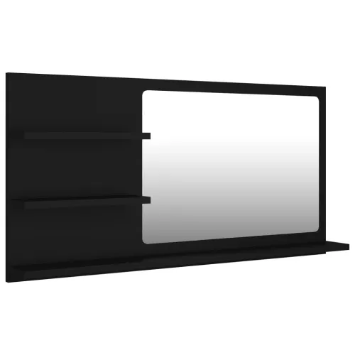 Kupaonsko ogledalo crno 90 x 10,5 x 45 cm konstruirano drvo - Crna Cijena